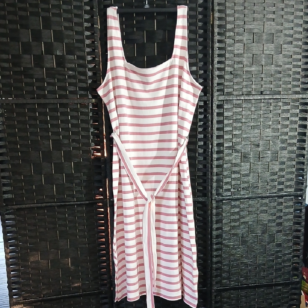 NWT GAP Pink/White Striped Midi Sundress SZ XXL
